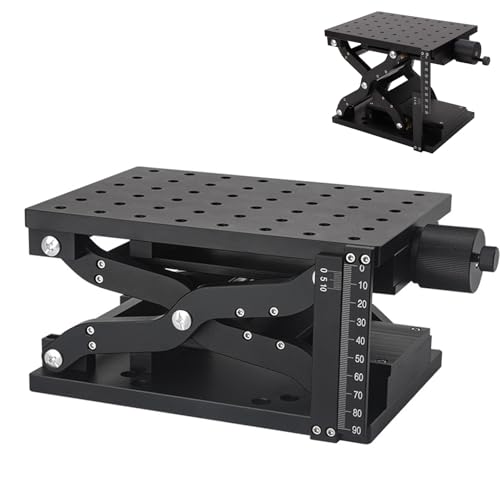 Precyzyjna ręczna platforma podnośna, 110mm Stroke Lab Jack, 66lb Pojemność Aluminium-Axis Riser z blokującym kółkiem ręcznym do montażu mikroskopu i sprzętu optycznego