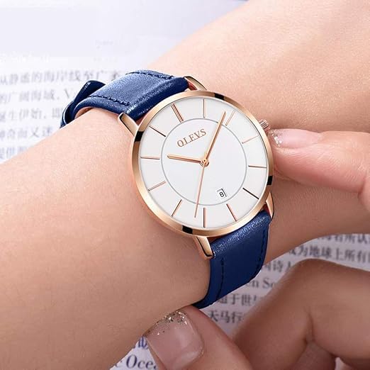 Image of OLEVS Womens Watch Minimalist Simple Slim Thin Original Analog Quartz Dress Wrist Watches Stainless Steel Mesh or Leather Strap Waterproof Watches for Ladies