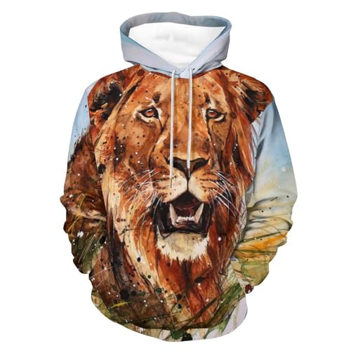 Sweat à capuche peinture de lion | Le hoody idéal pour vos sorties urbaines en taille S