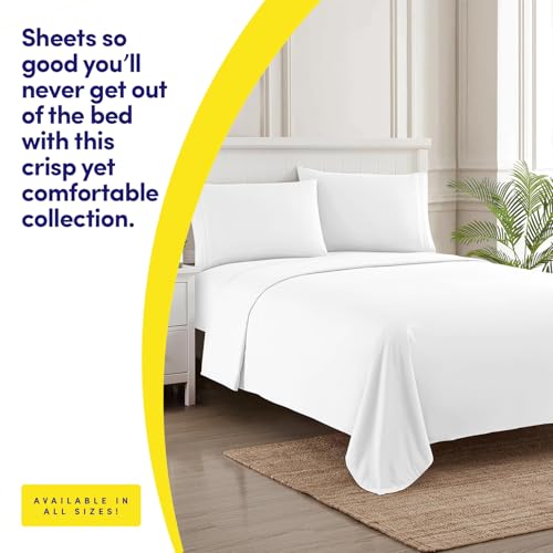 Image of 1500 Supreme Collection Full Sheet Sets White - Luxury Hotel Bed Sheets and Pillowcase Set for Full Mattress - Extra Soft, Elastic Corner Straps, Deep Pocket Sheets, Full White