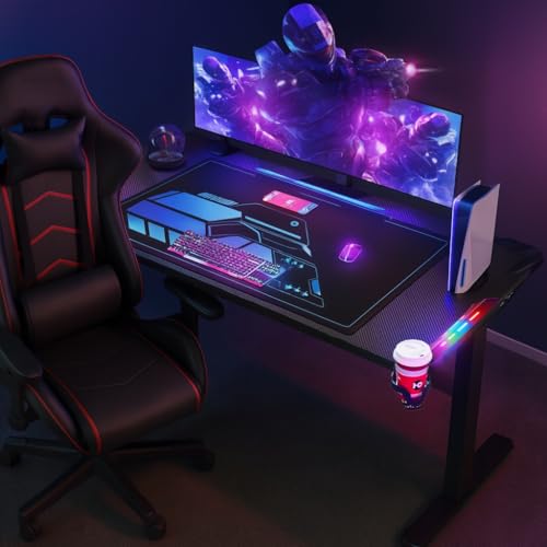 Bureau gamer LED 180 cm transforme votre chambre en veritable studio de streaming - 3