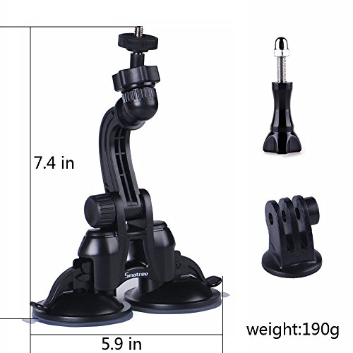 Smatree Double Suction Cup Mount, Car Mount Compatible For Gopro Hero 11/10/9/8/7/Max/6/5/4/3+/3, Akaso, Dji Osmo Action Camera, Greater Suction Power（Updated Version） #TOP2