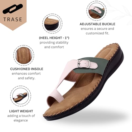 Image of TRASE Extra Soft Slippers for Women | Orthopedic Diabetic Footwear with Cushioned Insole | Lightweight & Comfortable Ladies Chappals with Toe Ring and Adjustable Buckle