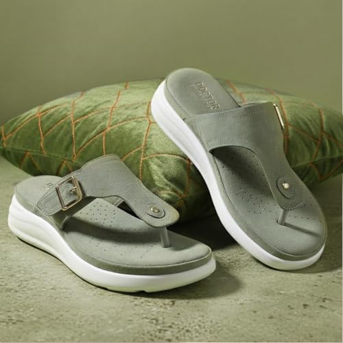 Image of DOCTOR EXTRA SOFT Women's Ultra Lightweight Slippers /Flip-Flops with Memory Foam Cushion | Stylish & Comfortable | Casual & Fashion| Diabetic & Orthopedic Synthetic Slip-on Sandals Ladies /Girls D-621