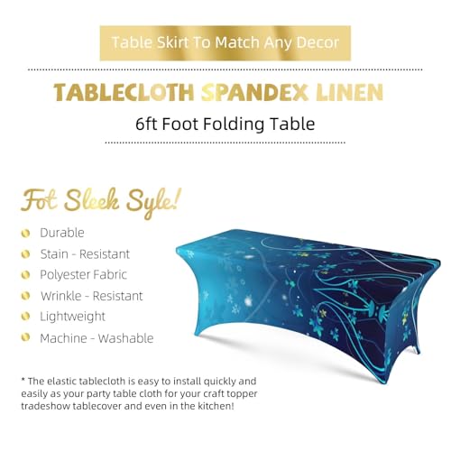 Housse de table rectangulaire extensible fleurie 1m80 pour mariage et fête