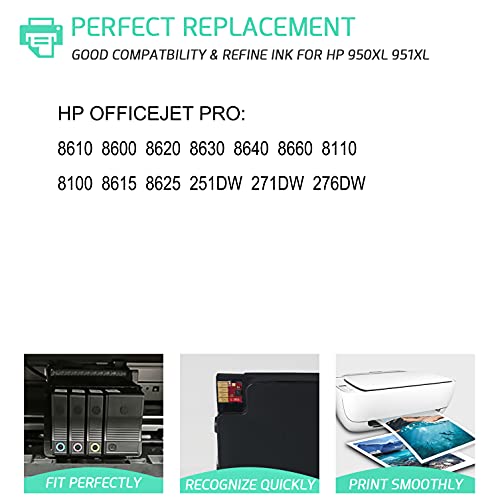 RETCH Compatible Ink Cartridges Replacement Combo Pack for HP 950XL 951XL for OfficeJet Pro 8610 8600 8620 8630 8640 8660 8110 8100 8615 8625 251dw 271dw 276dw Tray Inkjet Printer (5 Pack) - Thumbnail 2