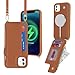 Cavor for iPhone 11 Wallet Case with Card Holder for Women,Compatible with Magsafe,Phone Case for iPhone 11 Crossbody Phone Case with Strap,Leather Zipper Cover-Brown