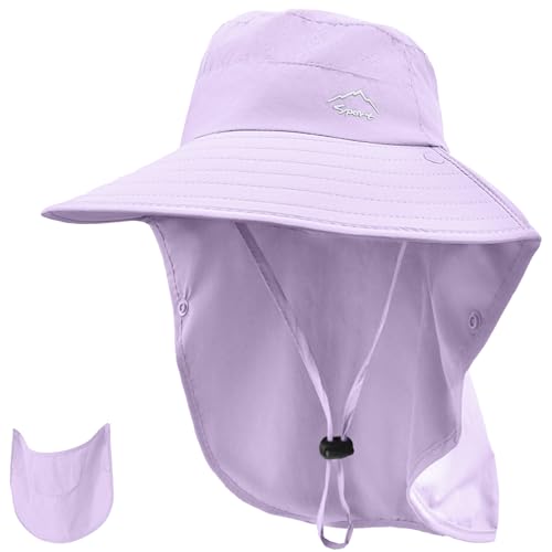 Image of Rosoz Sun Hat for Men Women with Neck Flap,Wide Brim UPF50+ Fishing Hat with Detachable Face Cover Outdoor Sun Protection Hat