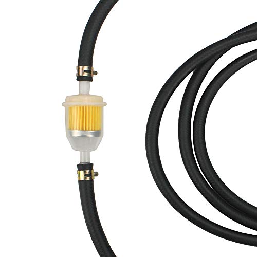 1/4" Inch ID Fuel Line Set - 2 Meter / 6-Foot ¼ Inch Fuel Line + 2 Pcs 1/4 Inch & 5/16 Inch Fuel Filters + 10 Pcs 2/5" ID Hose Clamps for Kawasaki Kohler Briggs & Stratton Small Engine