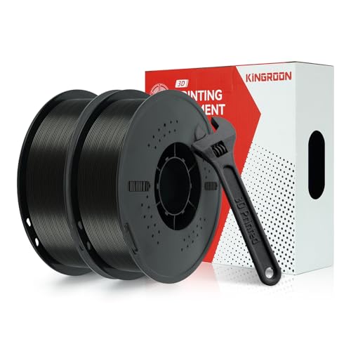 Image of Kingroon PETG 3D Printer Filament, Dimensional Accuracy + /- 0.02 mm, 1 kg Spool(2.2lbs), 1.75 mm, 2KG Black+Black