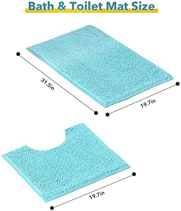 KUSARKO Chenille Bath Mat 2 Piece Bathroom Rugs Set, Ultra Soft Non Slip Bath Rug, Absorbent Chenille Bath Mat, Plush Bathroom Carpets Mats for Bathroom, Tub, Shower