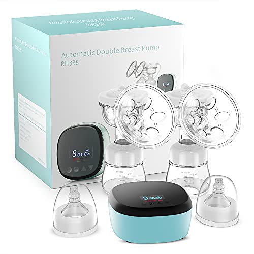 COPLIB Double Electric Breast Pump with Massage Function, Hospital Grade Portable Painless Breast Feeding Pump, Rechargeable Nursing Breast Pumps with LED Display, Quiet