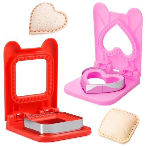 Yistoi 2 Piezas Moldes para Sandwiches Niños,Moldes Galletas,Cortadores de Galletas para Fiambreras Escolares y Fiambreras para Niños, Niños, Niñas, Navidad, Año Nuevo, Fiestas de Cumpleaños
