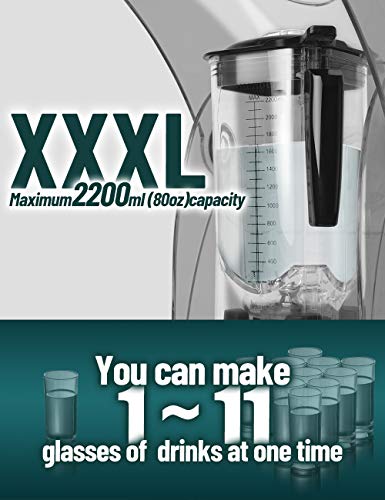 Wantjoin Professional Commercial Blender With Shield Quiet Sound Enclosure 2200W Industries Strong And Quiet Professional-Grade Power, Self-Cleaning, Black #TOP6