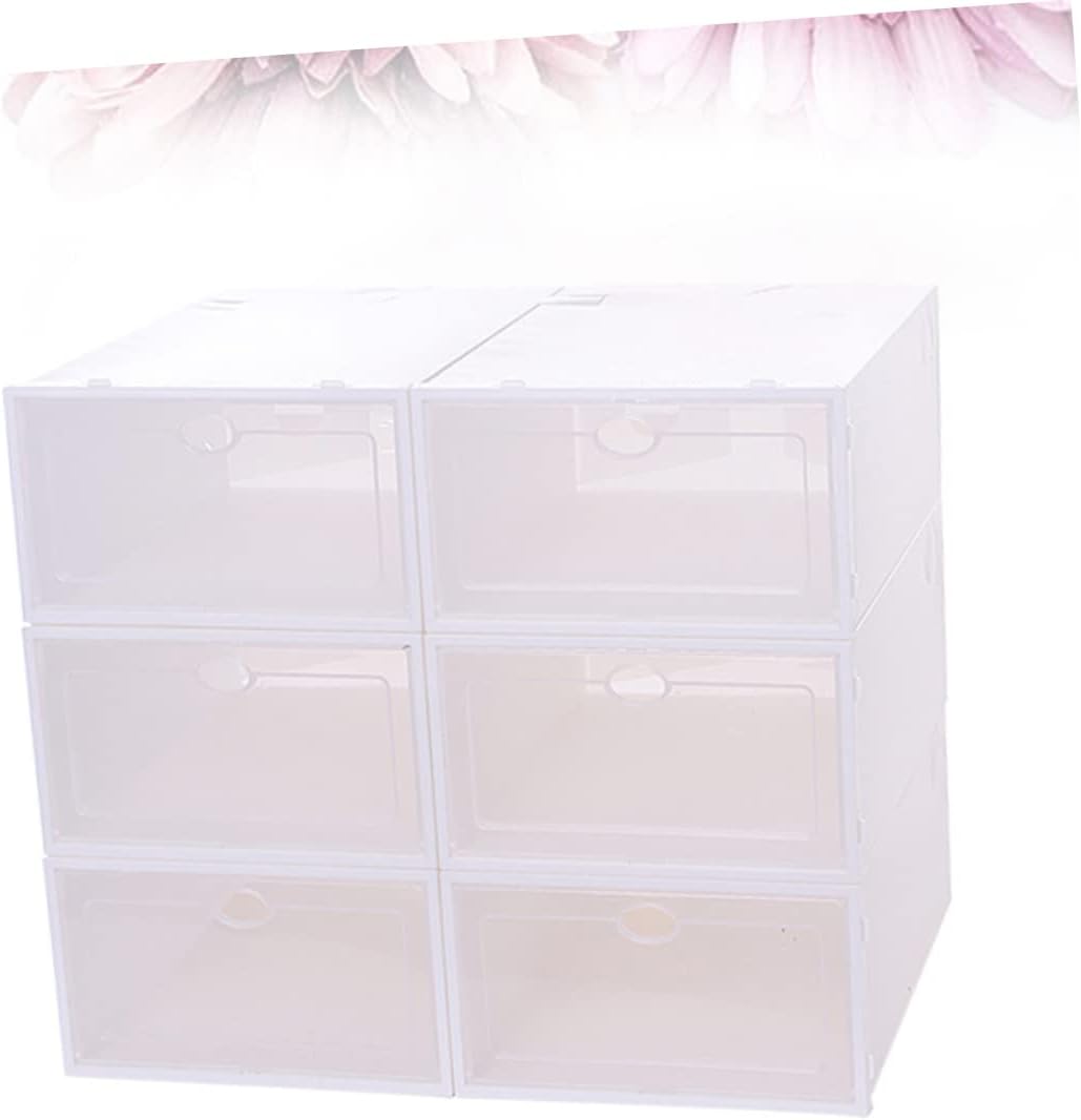 IMIKEYA 6pcs Thickened Shoe Storage Boxes Stackable Cardboard Plastic Organizers Shoe Containers Shoebox