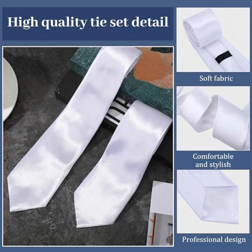 Image of Syhood 6 /12 /24 Pcs Men Ties Set Solid Satin Pure Color Business Formal Necktie Tie 57 inch for Men Occasion Wedding