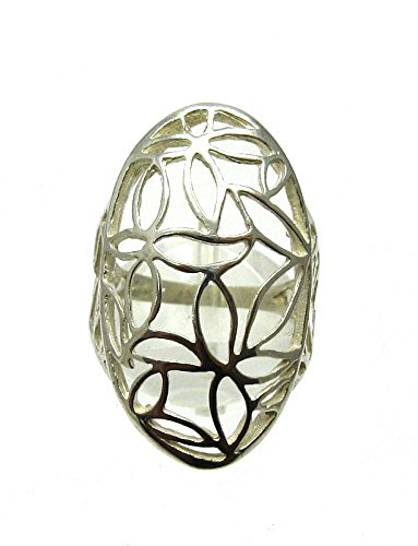 Bague florale en argent massif 925 : bijou de créateur ciselé main