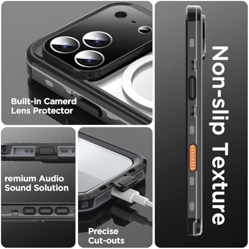 Coque iPhone 17 Pro noire en silicone rigide magnétique de qualité
