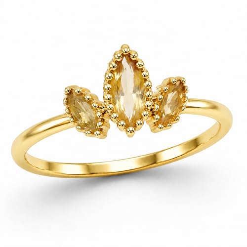 Bague citrine trois pierres argent doré le cadeau idéal pour femme chic