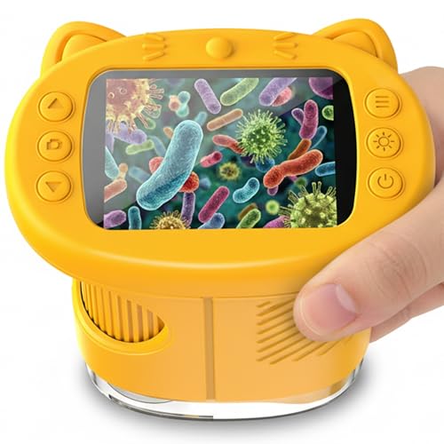 OAEBLLE Mikroskop für Kinder, 1000X Digitales Handmikroskop mit 2,4″ IPS-Display & 4K HD-Linse, 8 LED USB-Laborgerät, Wissenschaftliches STEM-Set für Schule & Natur, Geschenk 4-12 Jahre