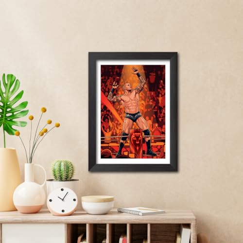 Image of TenorArts Randy Orton Poster Wrestler Vector Art Design Photo Framed Painting with Matt Finish Black Textures (12 inches x 9inches)