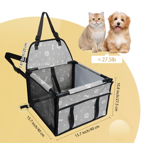 PetsHome Dog Car Seat Upgrade Dog Car Booster Seat, Foldable Pet Car Seat with 12 PVC Tubes, Waterproof Breathable Oxford Travel Puppy Car Seat for Small to Medium Dogs and Pets-Pattern Grey PetsHome Dog Car Seat Upgrade Dog Car Booster Seat, Foldable Pet Car Seat with 12 PVC Tubes, Waterproof Breathable Oxford Travel Puppy Car Seat for Small to Medium Dogs and Pets-Pattern Grey