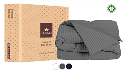 Tissaj Duvet Cover King & California King Size - Stripes Smoke Gray