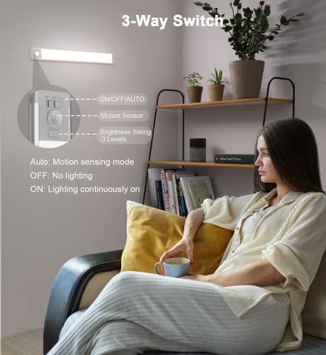 54-Led Under Cabinet Lights Wireless - Motion Sensor Led Kitchen Closet Counter Lighting With 1500Mah Rechargeable Battery & Magnetic Mount, Ideal Night Lights For Bedroom Babyroom Armoire Stair -2Pcs #TOP6
