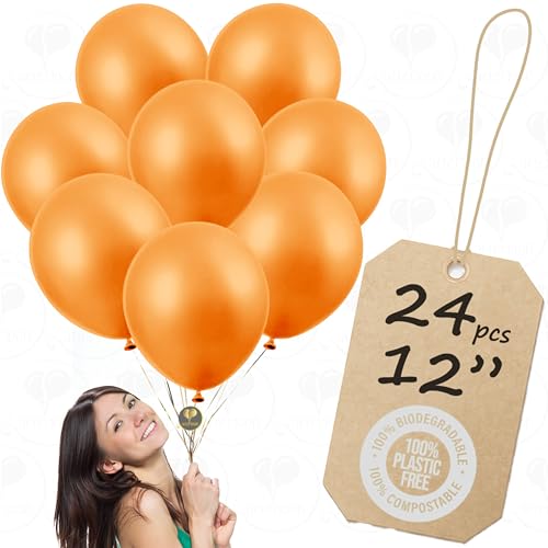AFTERLOON® Biodegradable Balloons 24 pcs Pearlized Orange 12 Inch, Pearlescent Thickened Extra Strong Latex Helium Float, Colorful Bulk Color ballon baloon Globos Para Decoration De Fiestas Kids by Balloon Red - Image 2