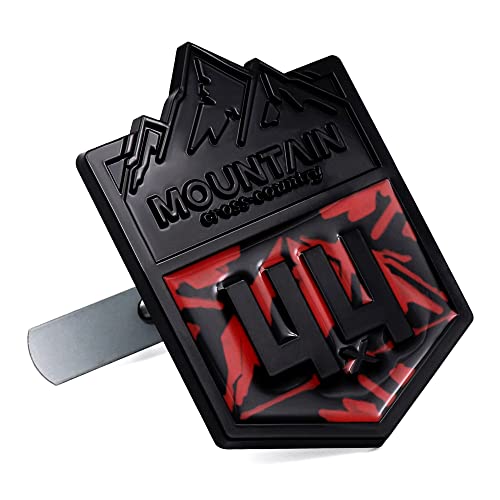 Image of 1X Front Grille Mountain 4x4 Cross Country Metal Car Sticker Off Road Racing Decal Emblem Badge Fits Off-Road Car Truck SUV (Black & Red)