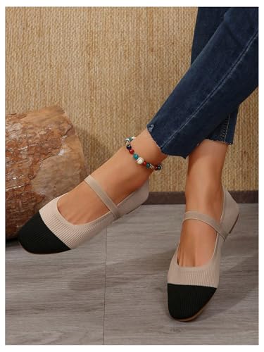 MakeMeChic Women's Ballet Mary Jane Closed Toe Dressy Slip on Flat Shoes with Elastic Strap4