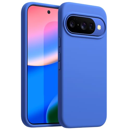 JETech Flüssig Silikon Hülle für Google Pixel 10/10 Pro 2025 Seidenweich Berührung Ganzkörper Schutz Anti-Kratzer Stoßfest Handyhülle mit Mikrofaserfutter (Indigo)