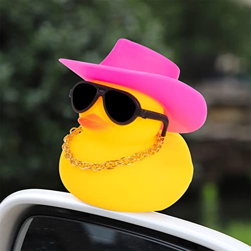 Image of wonuu Car Rubber Duck, Yellow Duck Decoration Dashboard with Sun Hat Swim Ring Necklace Sunglasses for Car Dashboard Decorations