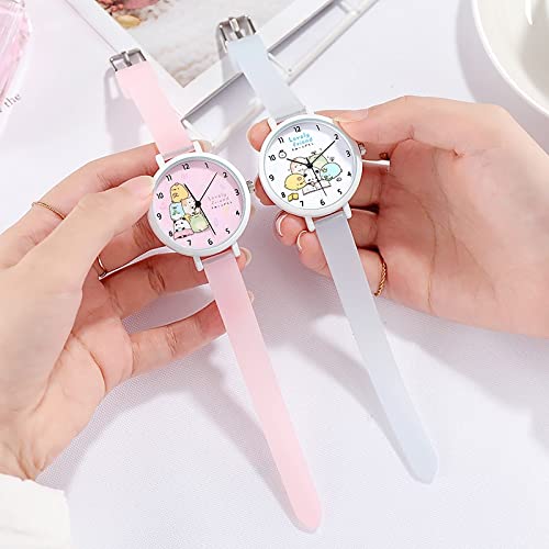 Reloj de niña Reloj de Dibujos Animados Relojes Luminosos Niñas Niños Estudiantes Relojes de Pulsera Reloj de Regalo Relojes Transparentes para niñas (Color : Light Purple)