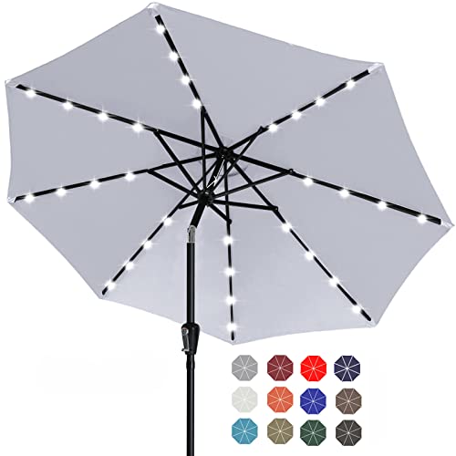 Image of ABCCANOPY Durable Solar Led Patio Umbrellas with 32LED Lights 11FT (Light Gray)