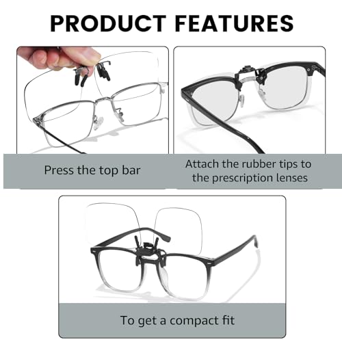 Image of VIEWBETTER 3 Pack Clip On Blue Light Blocking Glasses for Eyes Strain /Light-Sensitive Flip Up Computer Gaming Glasses