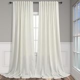 Pitalk 72 Inch Wide Curtains for Living Room 84 in Long 2 Panels Natural Linen Semi Sheer Light Diffusing Window Treatment Pole Pocket Back Tab Ivory Cream Curtains for Bedroom Width 72x84 Length