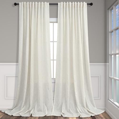 La Mejor Lista de Juegos de textiles para comprar hoy. 48 Pitalk - Cortinas de 72 pulgadas de ancho por 108 pulgadas de ancho para sala de estar, puerta corredera de vidrio, juegos de 2 paneles con pestaña trasera, cortinas de lino...