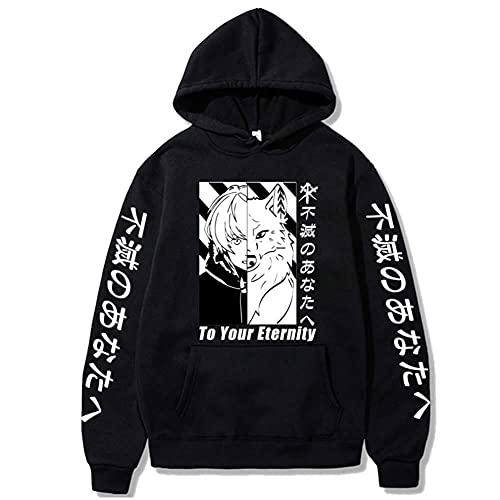 COSNOBLE To Your Eternity Fushi Hoodie,Anime Fumetsu no Anata e Cosplay Costume Black Sweatshirt for Adult (X-Large)