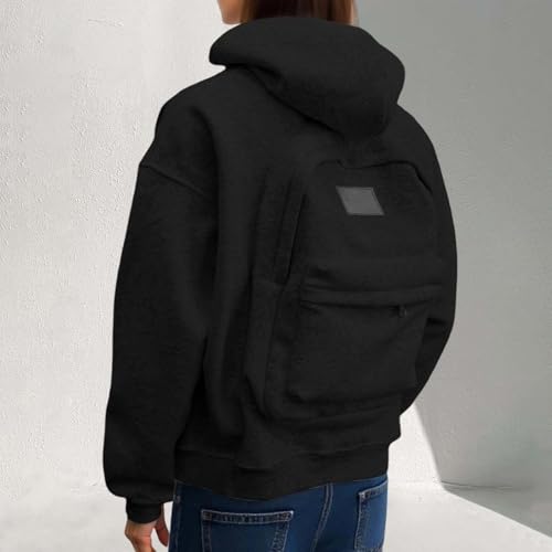 Creative Hoodie with Backpack, Zipper Travel Hoodie Sweatshirts for Women Men Lightweight Jackets with Kanga Pockets2