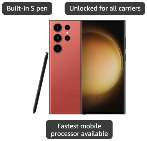 Image of Samsung Galaxy S23 Ultra 5G, US Version, 512GB, Red - Unlocked (Renewed)