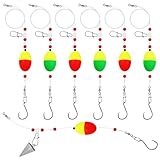 Fish Finder Rig with Float Surf Fishing Rigs 33LB Surf Fishing Tackle for Shark Bluefish Stripers 6PCS 6/0 8/0 (6/0 Circle Hook-6pcs)