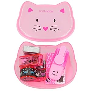 Depesche 6953 TOPModel – Mini schrijfset in Cat-design in box, met nietmachine incl. nietjes, masking-tape en afroller…