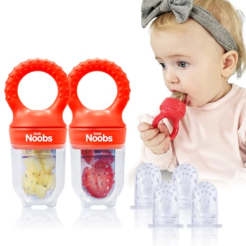 Image of Baby Fruit Feeder by Lovenoobs™, Frozen Teething Toys for Babies, 2 Pack, Fruit Pacifier with 6 Teats, BPA/BPS Free, Mesh Teether, Food-Grade Silicone, Baby Feeding Essentials