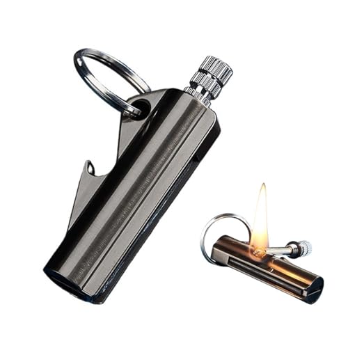 BXFFFCEO Allumettes permanentes, Briquet à kérosène avec Porte-clés, Briquet Allumette étanche réutilisable, Briquet Porte-clés de Camping en Plein air for la Survie en Plein air(Black)