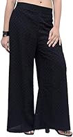 TNQ Women Plus Size Black Chikan Full Embroidered Cotton Palazzo -XXL and 3XL (Black, XXX-Large)