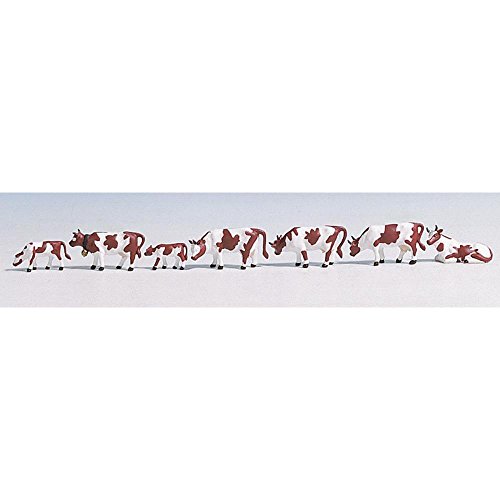 NOCH Kühe, braun-weiß, Tierfiguren für Modellbahn Spur N im Maßstab 1:160 zur Ausgestaltung von ländlichen Szenen