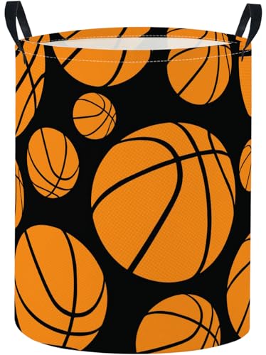 Image of Baby Laundry Basket Baby Nursery Hamper Kids Laundry Basket Toy Storage Bin for Boys Room Decor Gift Baskets for Bedroom Bathroom(Basketball)