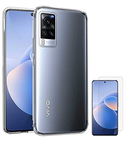 Image of Soft Flexible Silicone Back Cover Vivo X60, Transparent Case + Screen Guard