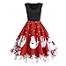 Produktbild Zegeey Damen Weihnachtskleid Ohne Arm Party Vintage KostüM Gothic Jahrgang Prinzessin Weihnachten Kleider A-Linie Christmas Print Frauen Festliche Geschenk(A-rot,S)